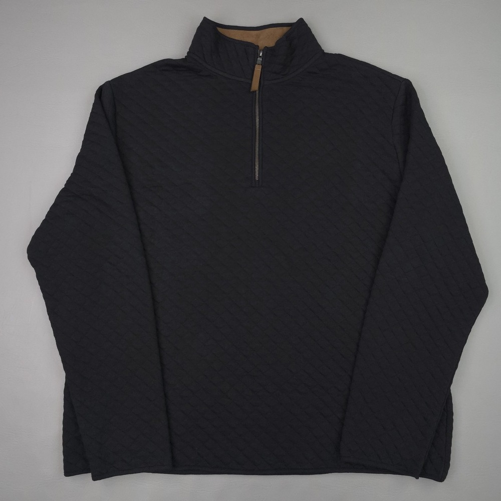 Banana Republic Sweater Mens XL Black 1/4 Zip Knit Pullover Quilted Geometric